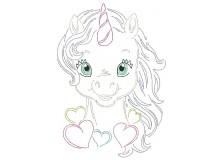 Stickdatei - Baby Unicorn LineArt 9
